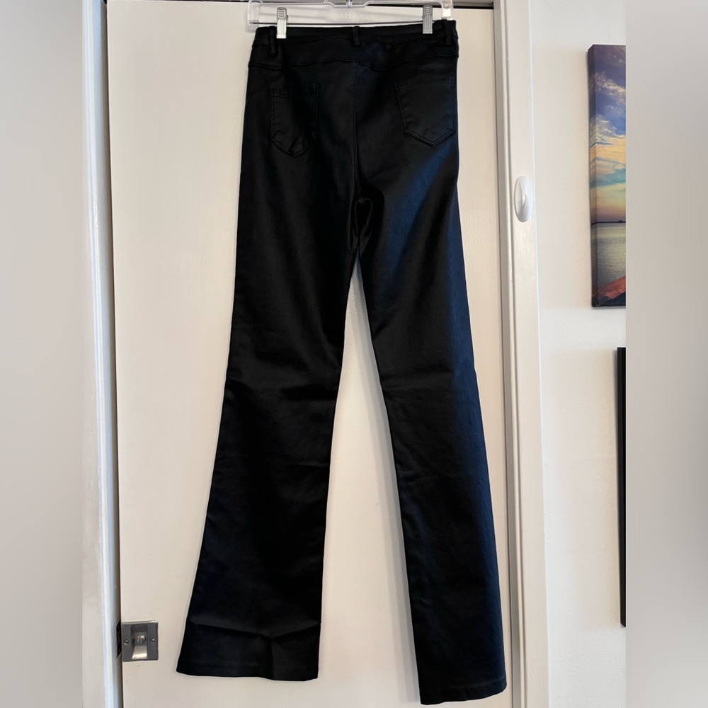 Black  pleather pants boot cut/flare